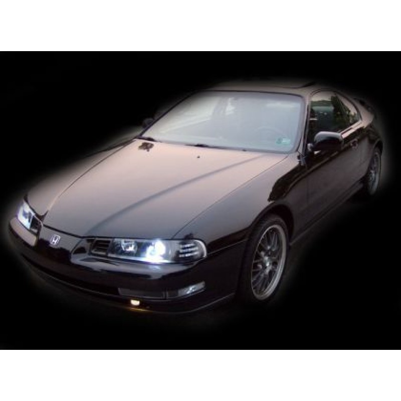 Φανάρια εμπρός Honda Prelude (1992-1995) angel eyes - μαύρα , με λάμπες (Η7) - σετ 2τμχ.