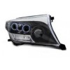 Φανάρια εμπρός για Toyota Land Cruiser FJ200 (2007+) - μαύρα , με λάμπες (Η1) - σετ 2τμχ.