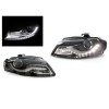 Φανάρια εμπρός με DRL led για Audi A4 B8 (2007-2011) -μαύρα , χωρίς λάμπες (Η7) - σετ 2τμχ.