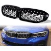 Μάσκα BMW G20 (2018+) - γυαλιστερή Diamond Design - χρωμίου/μαύρη - 2τμχ.