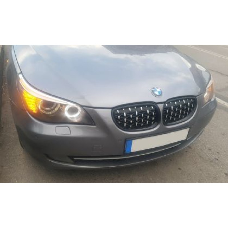 Μάσκα BMW E60 (2003-2010) - μαύρη / χρωμιού Diamond design - 2τμχ.
