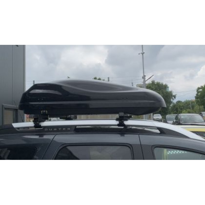 Μπαγκαζιέρα οροφής Junior Altro 140x90x38cm με μονό άνοιγμα με κλειδί, 370 λίτρα - μαύρη γυαλιστερή