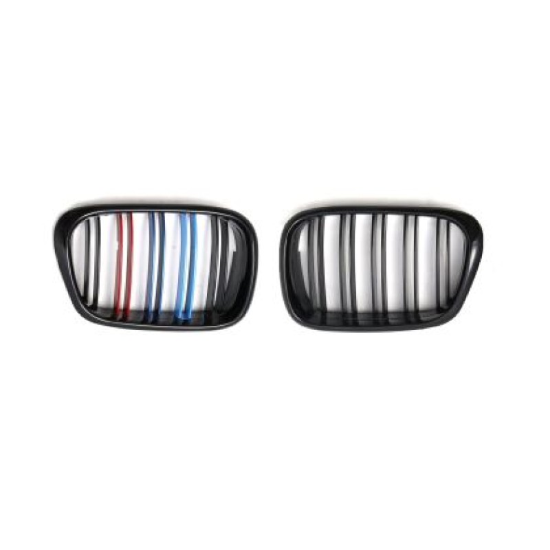 Καρδιές μάσκας BMW E39 (1995-2003) με διπλή γρίλια - tri color - 2τμχ.