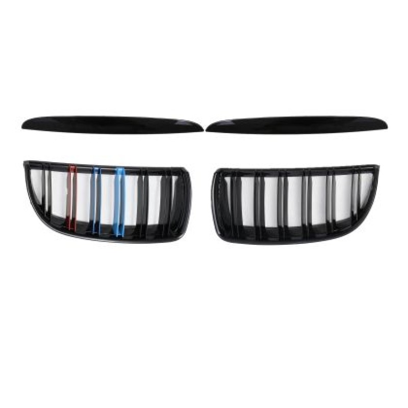 Καρδιές μάσκας BMW E90 με διπλή γρίλια (2005-2008) - tri color - 2τμχ.