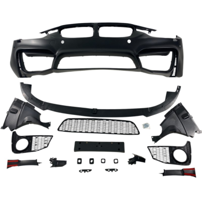 Προφυλακτήρας εμπρός BMW F30 (2011-2019) - M3 με lip - με ανοίγματα parktronic, προβολάκια