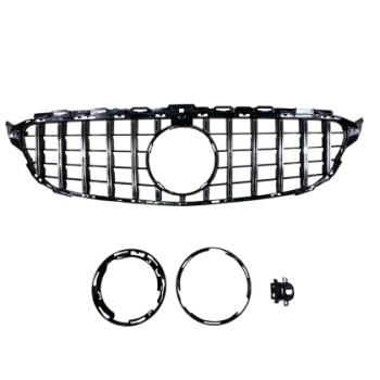 Μάσκα για Mercedes W205 C-class (2014-2021) chrome/black - GT