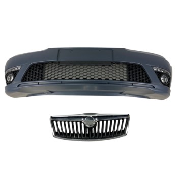 Προφυλακτήρας εμπρός Skoda Octavia 2 (2009-2013) facelift με φώτα ημέρας και προβολάκια