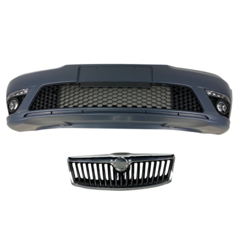 Προφυλακτήρας εμπρός Skoda Octavia 2 (2009-2013) facelift με φώτα ημέρας και προβολάκια