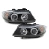 Φανάρια εμπρός BMW E90 (2005-2008) angel eyes - CCFL μαύρα , με λάμπες (Η1) - σετ 2τμχ.
