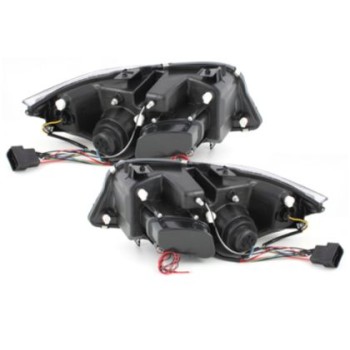 Φανάρια εμπρός BMW E90 (2005-2008) angel eyes - CCFL μαύρα , με λάμπες (Η1) - σετ 2τμχ.