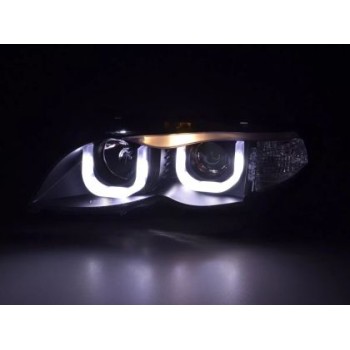Φανάρια εμπρός BMW E46 (2001-2005) με 3D angel eyes sedan,combi Φανάρια εμπρός BMW E46 (2001-2005) με 3D angel eyes sedan,combi