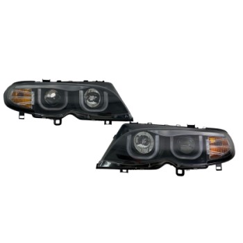 Φανάρια εμπρός BMW E46 (2001-2005) με 3D angel eyes sedan,combi Φανάρια εμπρός BMW E46 (2001-2005) με 3D angel eyes sedan,combi