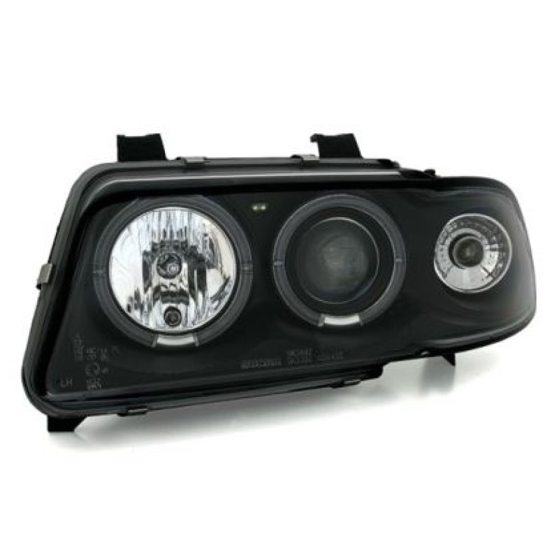 Φανάρια εμπρός angel eyes για Audi A4 (1995-1998) -μαύρα , με λάμπες (Η1) - σετ 2τμχ. Φανάρια εμπρός angel eyes για Audi A4 (1995-1998) -μαύρα , με λάμπες (Η1) - σετ 2τμχ.