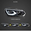 Φανάρια εμπρός Vw Golf 6 (2008-2014) led μαύρα, χωρίς λάμπες (D2S) - σετ 2τμχ.