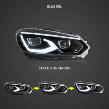 Φανάρια εμπρός Vw Golf 6 (2008-2014) led μαύρα, χωρίς λάμπες (D2S) - σετ 2τμχ. Φανάρια εμπρός Vw Golf 6 (2008-2014) led μαύρα, χωρίς λάμπες (D2S) - σετ 2τμχ.