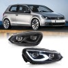 Φανάρια εμπρός Vw Golf 6 (2008-2014) led μαύρα, χωρίς λάμπες (D2S) - σετ 2τμχ.