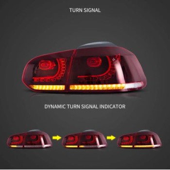 Πίσω φανάρια led Vw Golf 6 (2008-2014) GTI / R design με τρέχουμενο φλας, κόκκινα - σετ 2τμχ. Πίσω φανάρια led Vw Golf 6 (2008-2014) GTI / R design με τρέχουμενο φλας, κόκκινα - σετ 2τμχ.