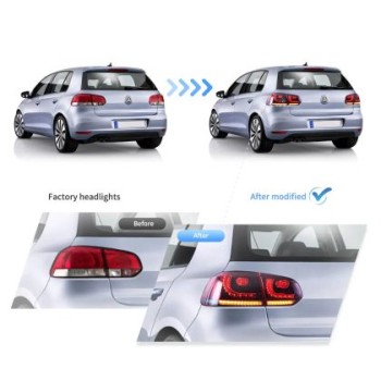 Πίσω φανάρια led Vw Golf 6 (2008-2014) GTI / R design με τρέχουμενο φλας, κόκκινα - σετ 2τμχ. Πίσω φανάρια led Vw Golf 6 (2008-2014) GTI / R design με τρέχουμενο φλας, κόκκινα - σετ 2τμχ.