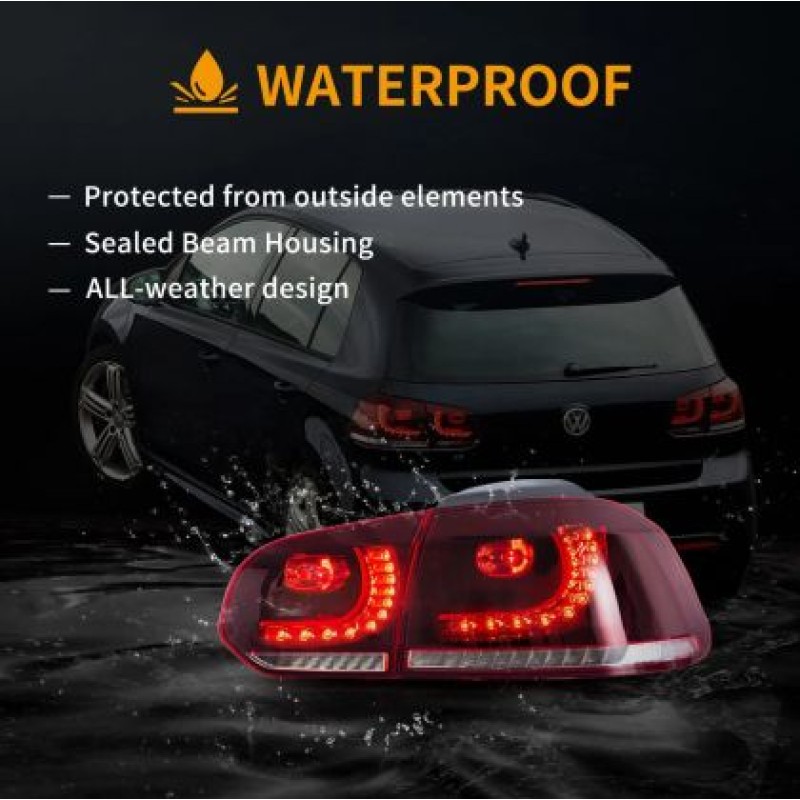 Πίσω φανάρια led Vw Golf 6 (2008-2014) GTI / R design με τρέχουμενο φλας, κόκκινα - σετ 2τμχ.