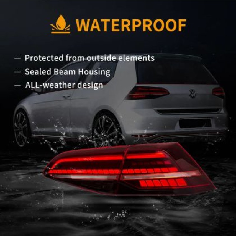Πίσω φανάρια led Vw Golf 7 / 7.5 GTI / R design (2014-2021) με τρέχουμενο φλας, κόκκινα - σετ 2τμχ.
