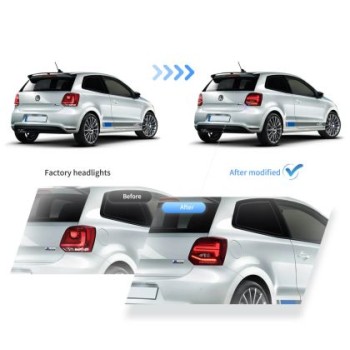 Πίσω φανάρια led Vw Polo (2009-2017) GTI / R design με τρέχουμενο φλας, κόκκινα - σετ 2τμχ.