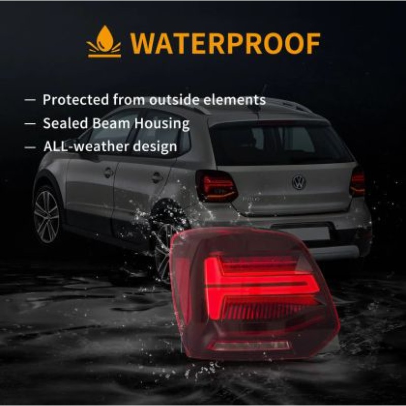 Πίσω φανάρια led Vw Polo (2009-2017) GTI / R design με τρέχουμενο φλας, κόκκινα - σετ 2τμχ.