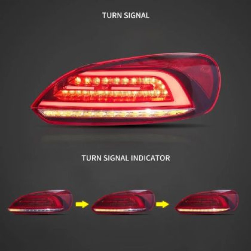Πίσω φανάρια led Vw Scirocco (2009-2014) με τρέχουμενο φλας, κόκκινα - σετ 2τμχ.