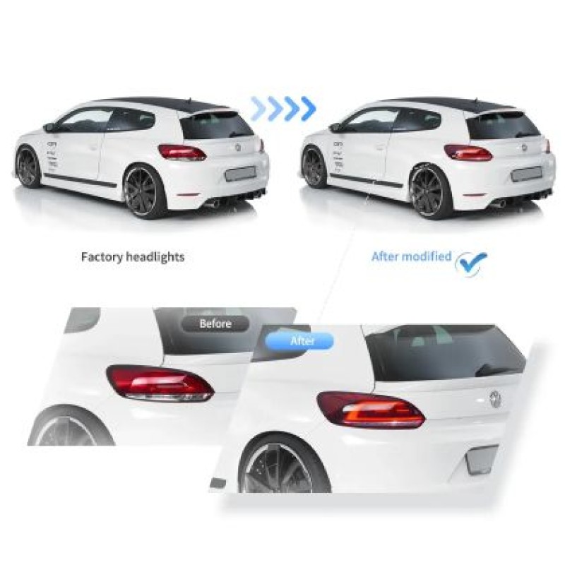 Πίσω φανάρια led Vw Scirocco (2009-2014) με τρέχουμενο φλας, κόκκινα - σετ 2τμχ.