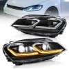 Φανάρια εμπρός Vw Golf 7 (2014-2018) led Silver line design, μαύρα, χωρίς λάμπες (D2S/H7) - σετ 2τμχ.