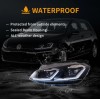 Φανάρια εμπρός Vw Golf 7 (2014-2018) led Silver line design, μαύρα, χωρίς λάμπες (D2S/H7) - σετ 2τμχ.