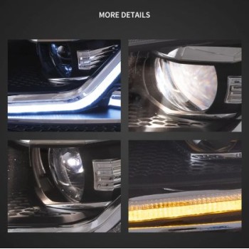 Φανάρια εμπρός Vw Golf 7 (2014-2018) led Red line design, μαύρα, χωρίς λάμπες (D2S/H7) - σετ 2τμχ.