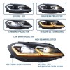 Φανάρια εμπρός Vw Golf 7.5 (2018-2021) led Silver line design, μαύρα, χωρίς λάμπες (D2S/H7) - σετ 2τμχ.