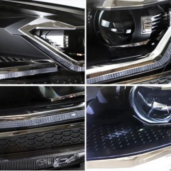 Φανάρια εμπρός Vw Golf 7.5 (2018-2021) led Silver line design, μαύρα, χωρίς λάμπες (D2S/H7) - σετ 2τμχ.