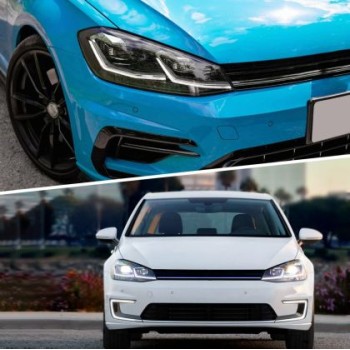 Φανάρια εμπρός Vw Golf 7.5 (2018-2021) led Silver line design, μαύρα, χωρίς λάμπες (D2S/H7) - σετ 2τμχ.