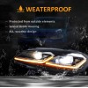 Φανάρια εμπρός Vw Golf 7.5 (2018-2021) led Silver line design, μαύρα, χωρίς λάμπες (D2S/H7) - σετ 2τμχ.