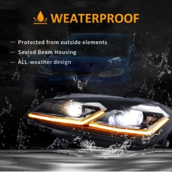Φανάρια εμπρός Vw Golf 7.5 (2018-2021) led Silver line design, μαύρα, χωρίς λάμπες (D2S/H7) - σετ 2τμχ.