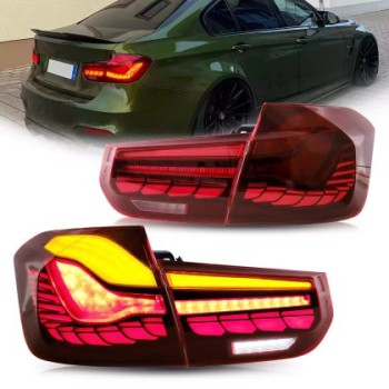 Πίσω φανάρια led BMW F30 / F80 (2012-2019) GTS design με τρέχουμενο φλας, κόκκινα - σετ 2τμχ.