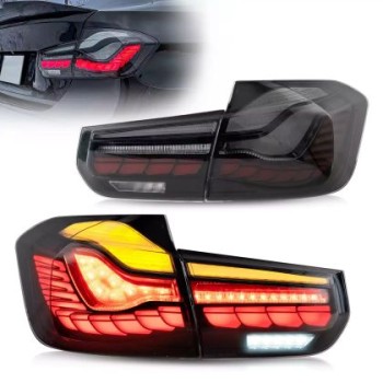 Πίσω φανάρια led BMW F30 / F80 (2012-2019) GTS design με τρέχουμενο φλας, φιμέ - σετ 2τμχ.