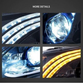 Φανάρια εμπρός Mercedes Vito W447 (2016-2023) led Matrix, μαύρα με DRL - σετ 2τμχ.