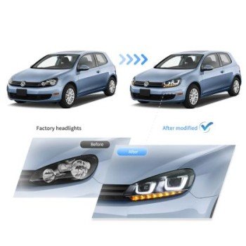 Φανάρια εμπρός Vw Golf 6 (2008-2014) led Demon Eyes design, μαύρα, χωρίς λάμπες (D2S) - σετ 2τμχ. Φανάρια εμπρός Vw Golf 6 (2008-2014) led Demon Eyes design, μαύρα, χωρίς λάμπες (D2S) - σετ 2τμχ.