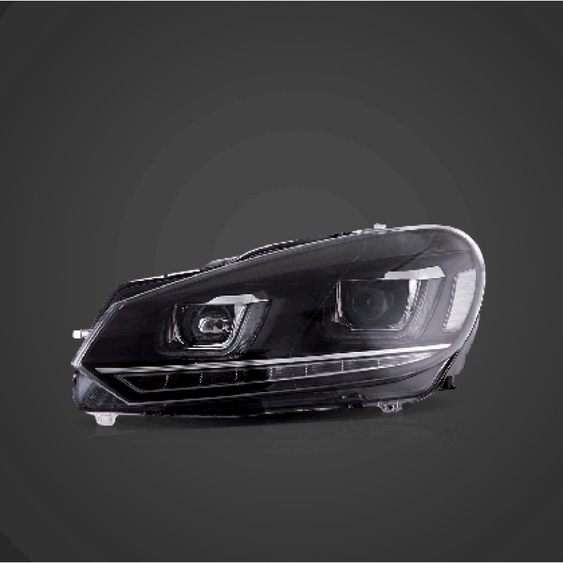 Φανάρια εμπρός Vw Golf 6 (2008-2014) led Demon Eyes design, μαύρα, χωρίς λάμπες (D2S) - σετ 2τμχ.