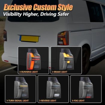 Πίσω φανάρια led Vw Transporter T6 / T6.1 (2015-2024) με τρέχουμενο φλας, φιμέ - σετ 2τμχ.