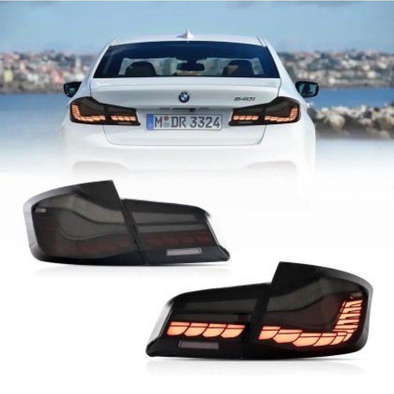 Πίσω φανάρια led BMW F10 sedan (2011-2017) CS M5 design, φιμέ - σετ 2τμχ.