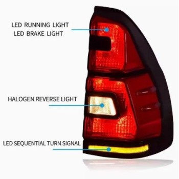 Πίσω φανάρια led Toyota Land Cruiser J120 (2003-2009) - full Led J150 look - κόκκινα / φιμέ τρεχούμενο φλας - σετ 2τμχ. Πίσω φανάρια led Toyota Land Cruiser J120 (2003-2009) - full Led J150 look - κόκκινα / φιμέ τρεχούμενο φλας - σετ 2τμχ.