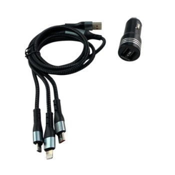 Φορτιστής αυτοκινήτου με 2 θύρες USB και 3 βύσματα Φορτιστής αυτοκινήτου με 2 θύρες USB και 3 βύσματα