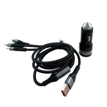 Φορτιστής αυτοκινήτου με 2 θύρες USB και 3 βύσματα Φορτιστής αυτοκινήτου με 2 θύρες USB και 3 βύσματα