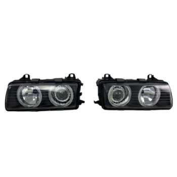 Φανάρια εμπρός BMW E36 (1991-1999) sedan / coupe, μαύρα με led angel eyes- σετ 2τμχ. Φανάρια εμπρός BMW E36 (1991-1999) sedan / coupe, μαύρα με led angel eyes- σετ 2τμχ.