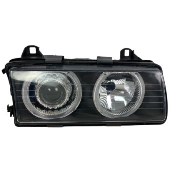 Φανάρια εμπρός BMW E36 (1991-1999) sedan / coupe, μαύρα με led angel eyes- σετ 2τμχ. Φανάρια εμπρός BMW E36 (1991-1999) sedan / coupe, μαύρα με led angel eyes- σετ 2τμχ.