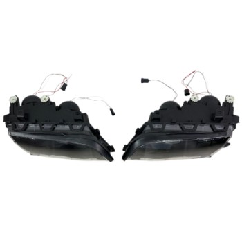 Φανάρια εμπρός BMW E46 sedan (1998-2001) - μαύρα με led angel eyes, χωρίς λάμπες (Η7) - σετ 2τμχ.