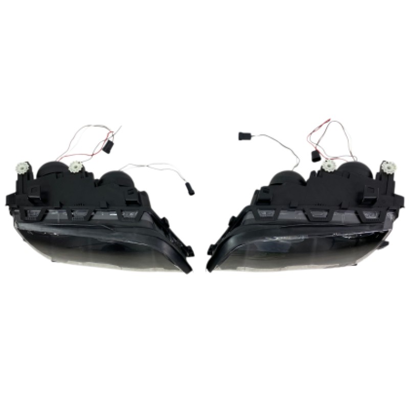 Φανάρια εμπρός BMW E46 sedan (1998-2001) - μαύρα με led angel eyes, χωρίς λάμπες (Η7) - σετ 2τμχ.